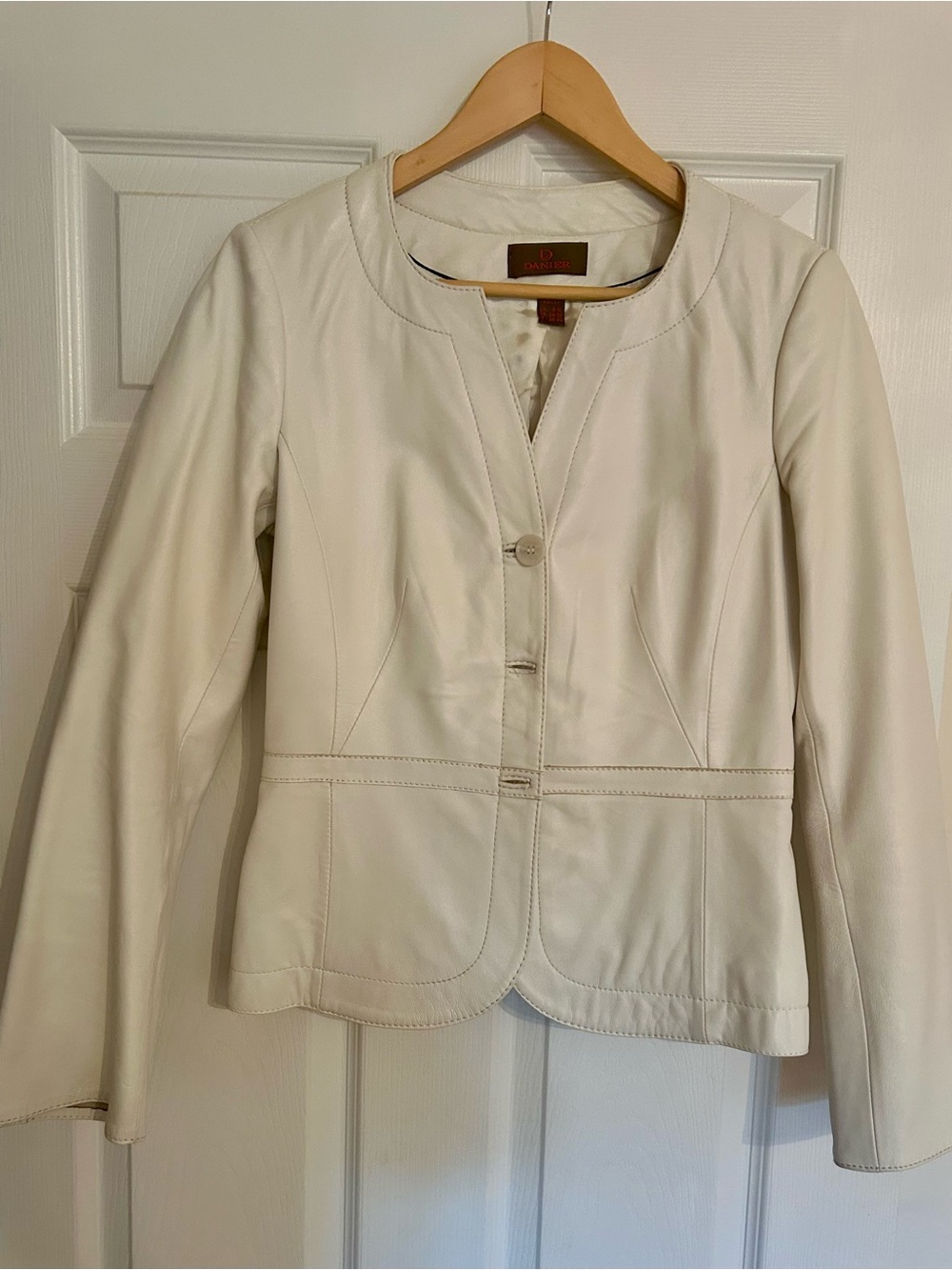 Danier Leather White Leather Peplum Jacket